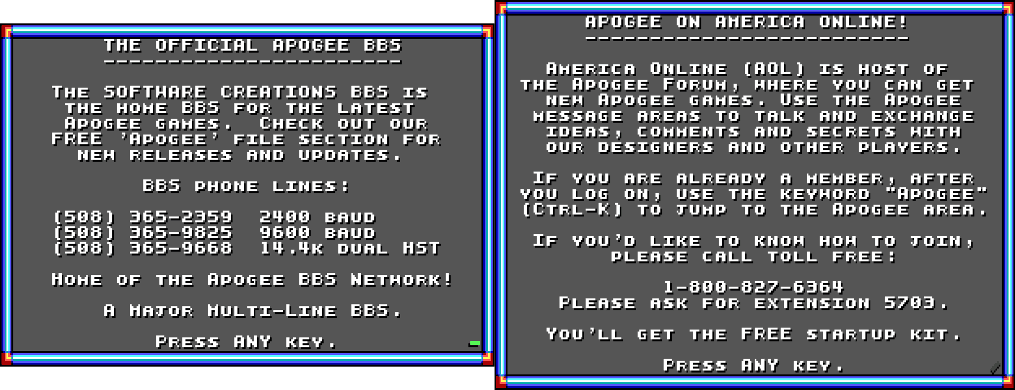 Publisher BBS Dialog Sequence